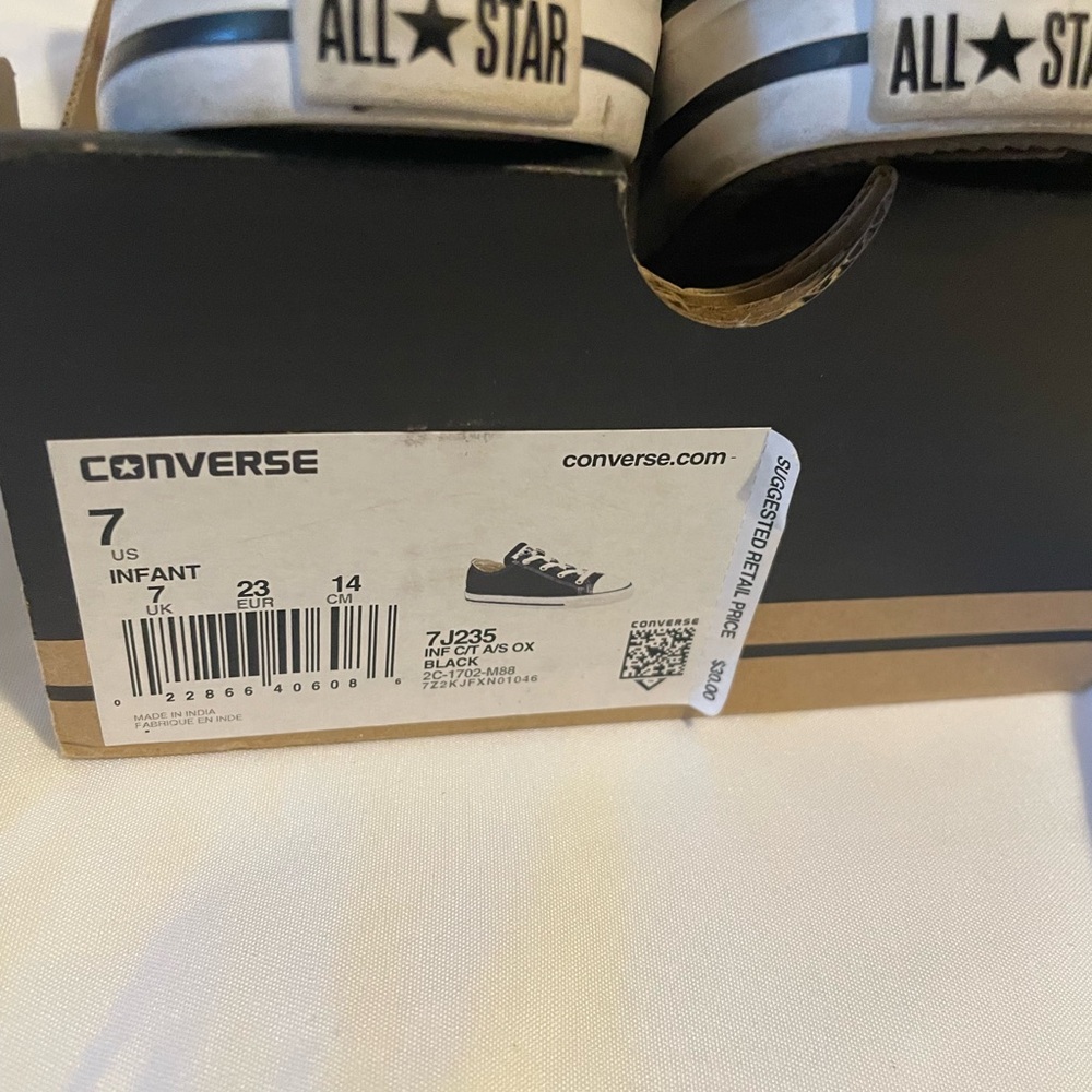 Converse Black Sneakers w/ Canvas Upper and White Rubber Toe Cap - Picture 12 of 12